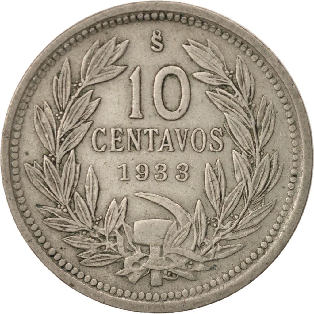 Chile 10 Centavos Coin | KM166 | 1920 - 1941