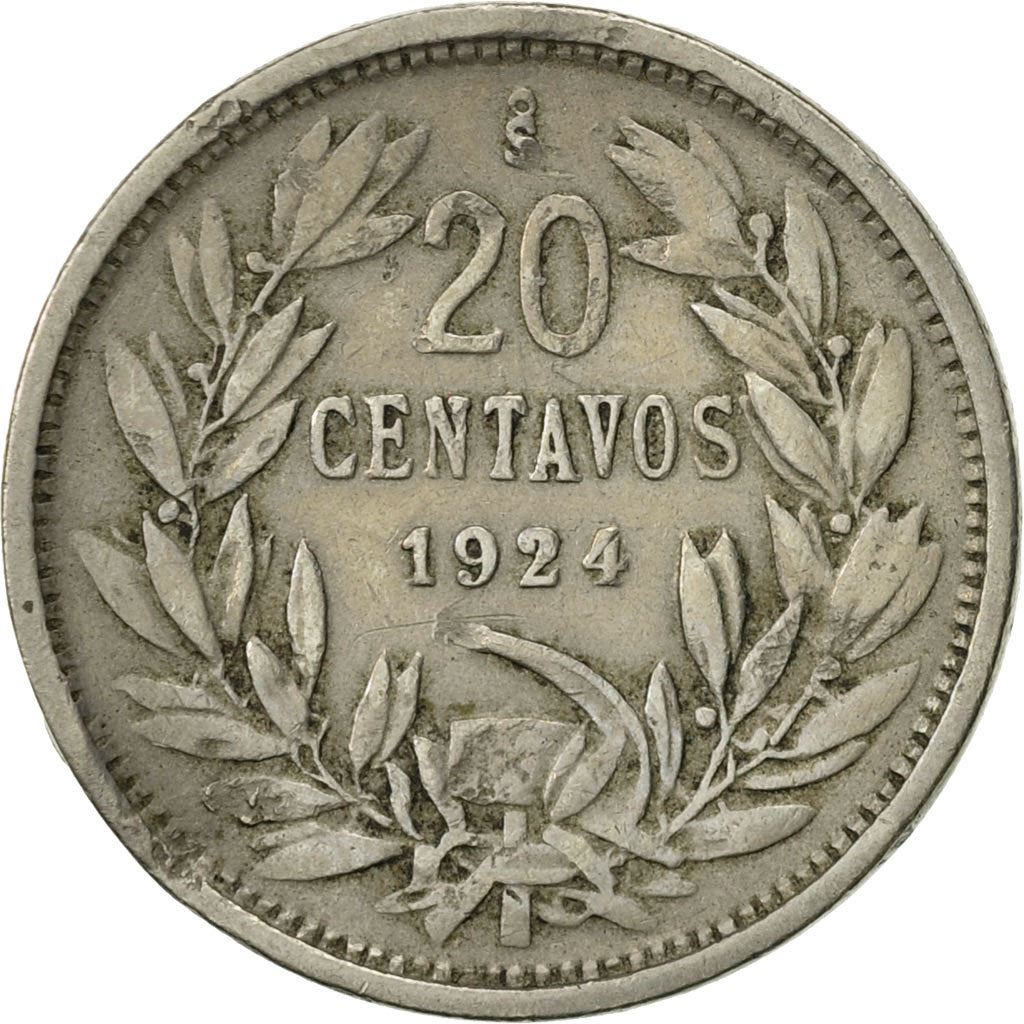 Chile | 20 Centavos Coin | Andean Condor on rock | KM167 | 1919 - 1941