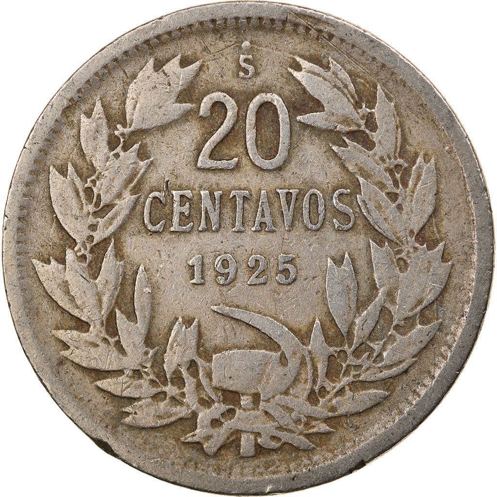 Chile | 20 Centavos Coin | Andean Condor on rock | KM167 | 1919 - 1941