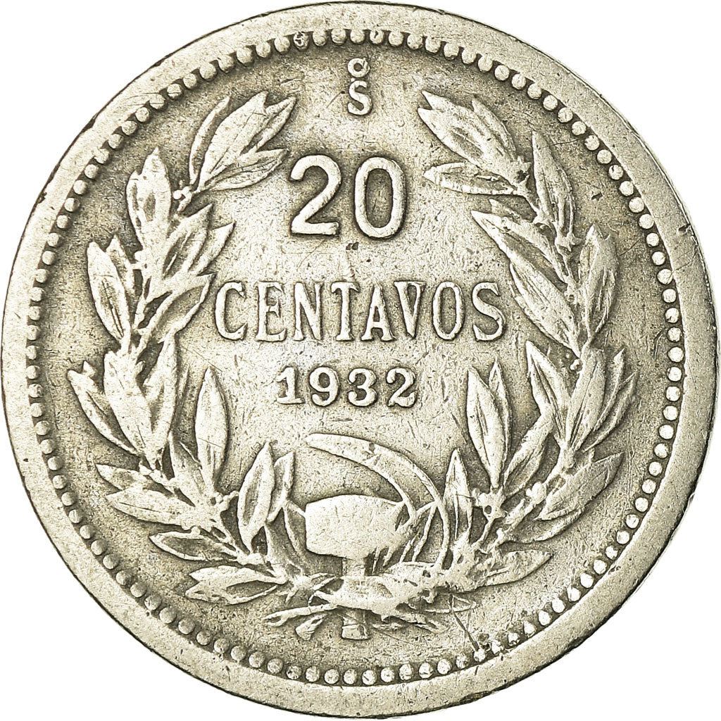 Chile | 20 Centavos Coin | Andean Condor on rock | KM167 | 1919 - 1941