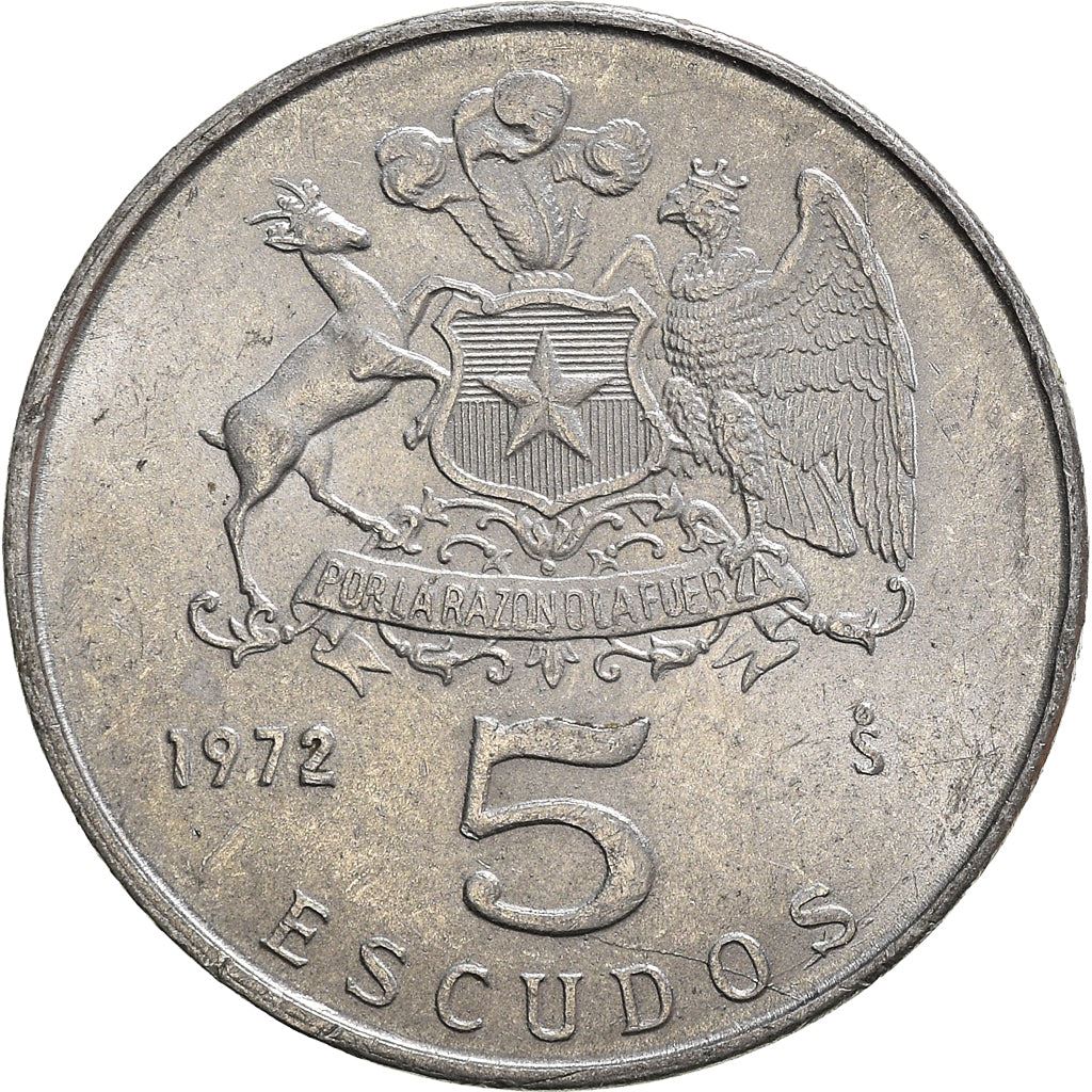 Chile 5 Escudos Coin| KM199a | 1972