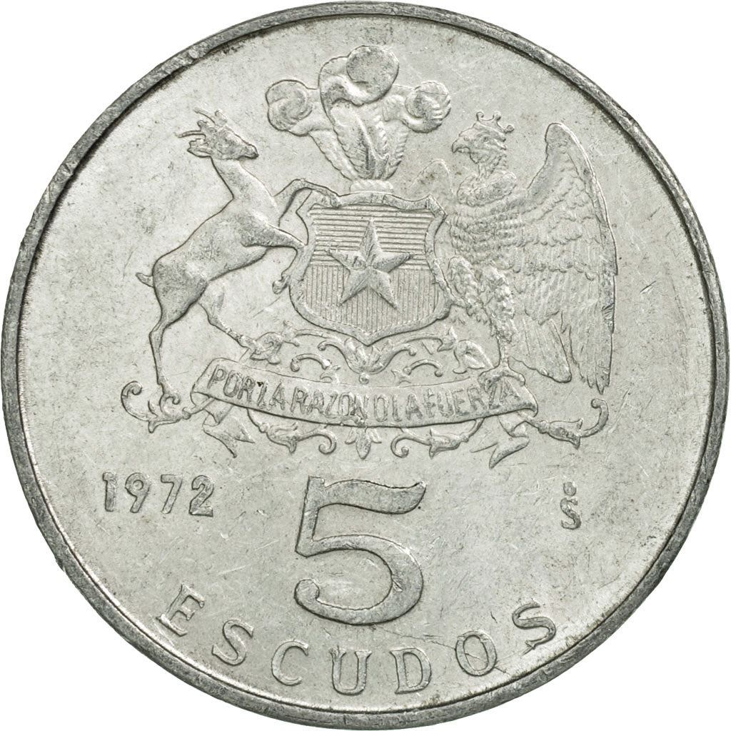 Chile 5 Escudos Coin| KM199a | 1972