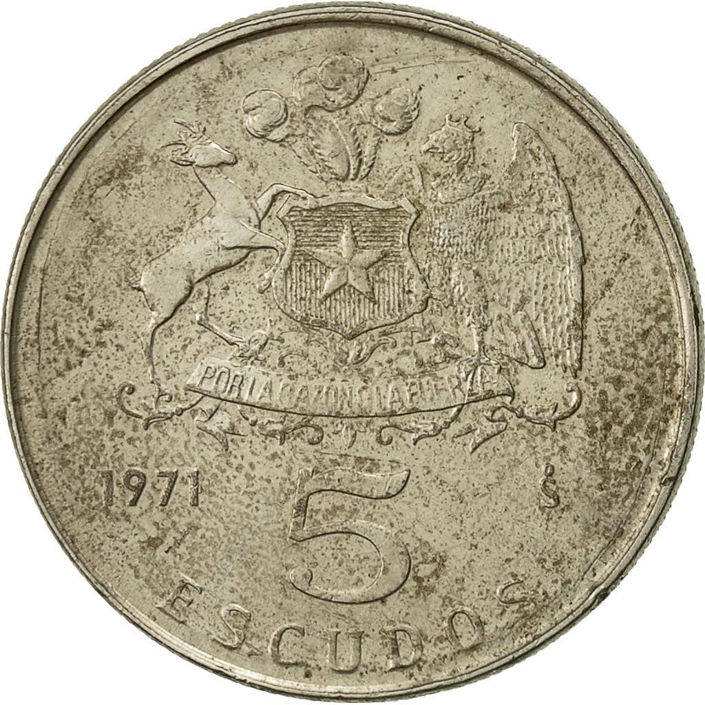 Chile | 5 Escudos Coin | Lautaro | Swift Hawk | KM199 | 1971 - 1972