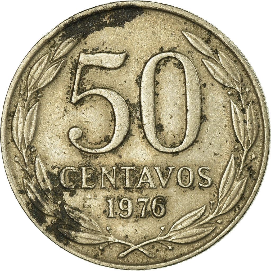 Chile | 50 Centavos Coin | Andean Condor on Rock | KM206 | 1975 - 1977