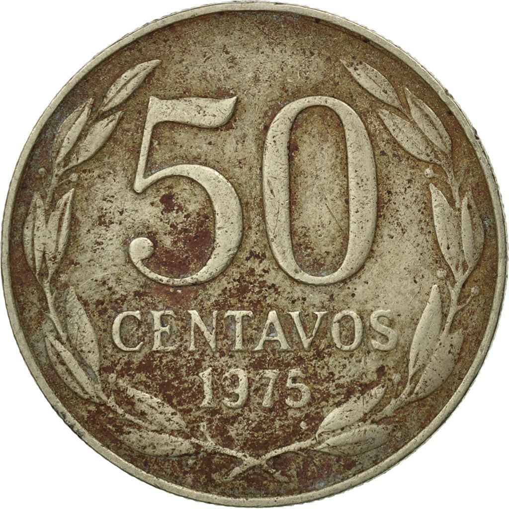 Chile | 50 Centavos Coin | Andean Condor on Rock | KM206 | 1975 - 1977