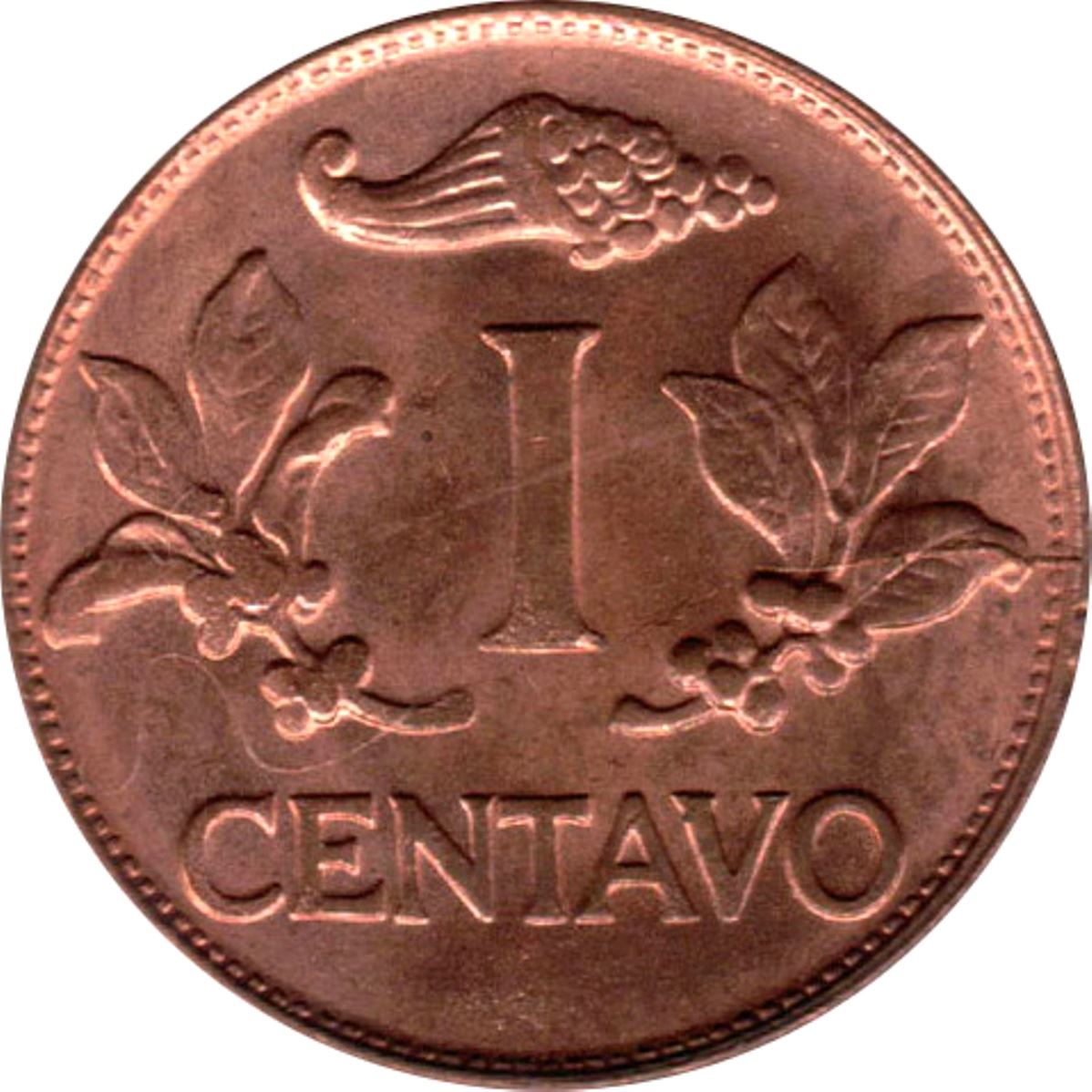 Colombia 1 Centavo Coin | Jacobin liberty cap | Coffee bean sprigs | 1967 - 1978