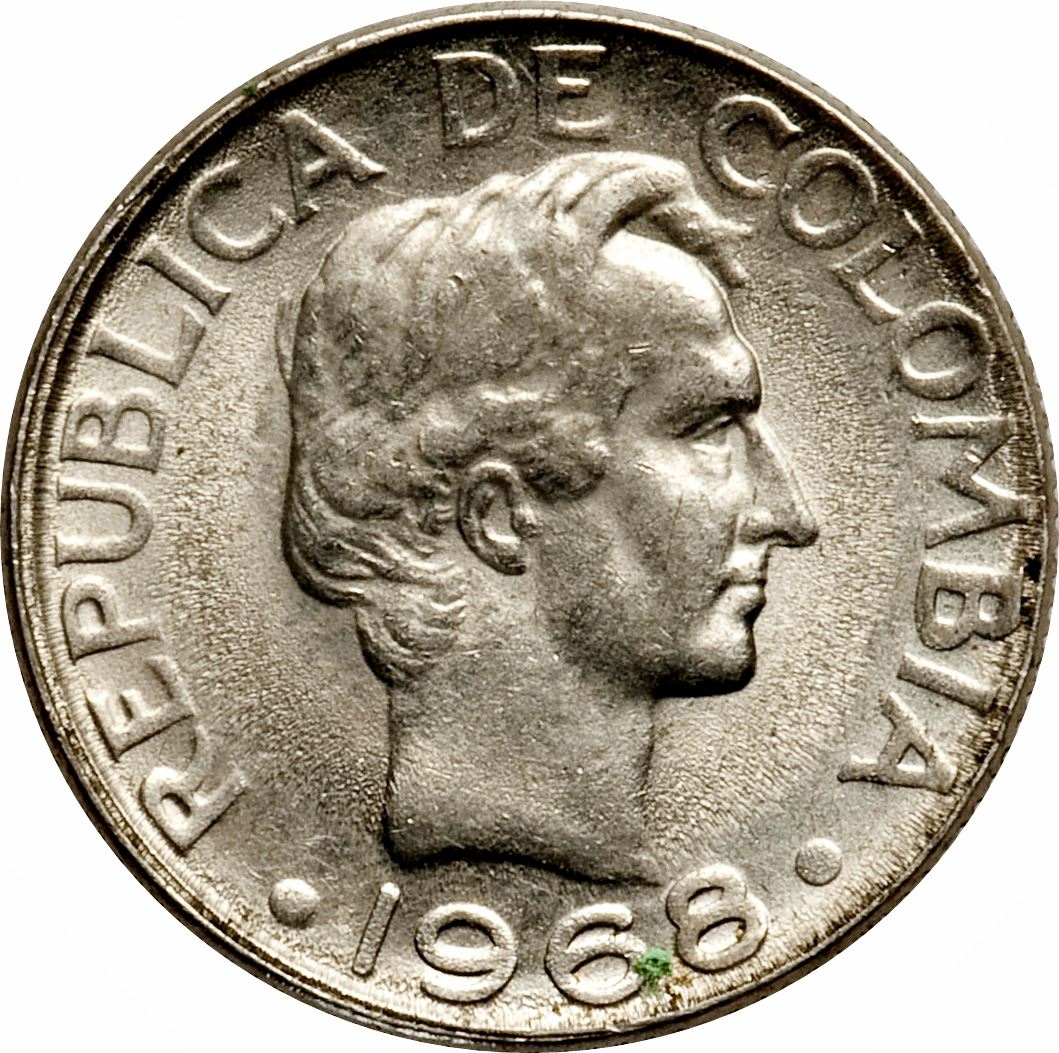 Colombia 10 Centavos Coin | Francisco de Paula Santander | 1967 - 1969