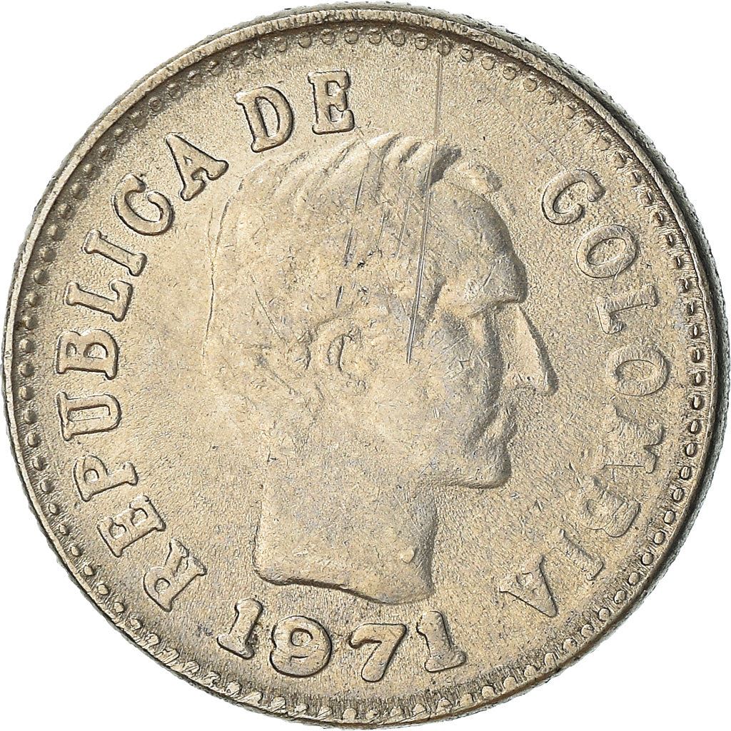 Colombia 10 Centavos Coin | Francisco de Paula Santander | Wreath Coin | 1969 - 1971