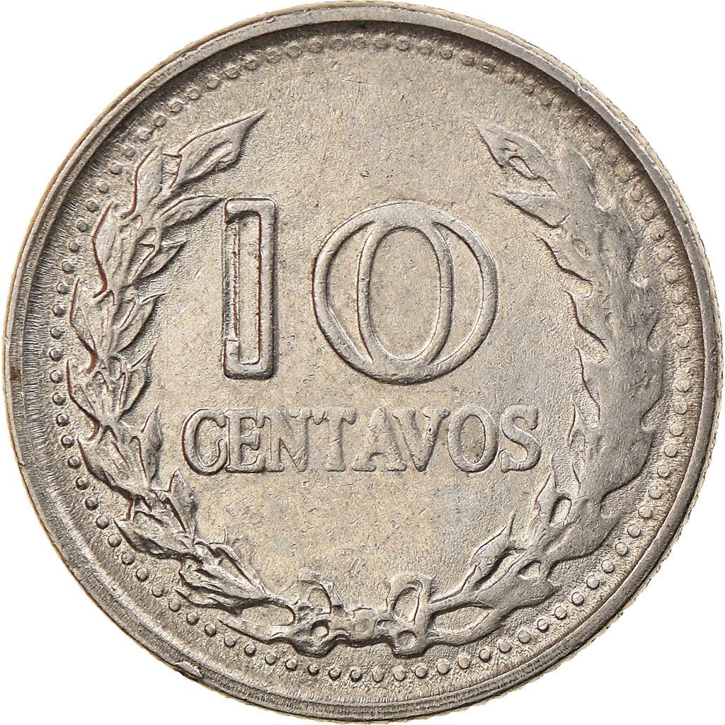 Colombia 10 Centavos Coin | Francisco de Paula Santander | Wreath Coin | 1969 - 1971