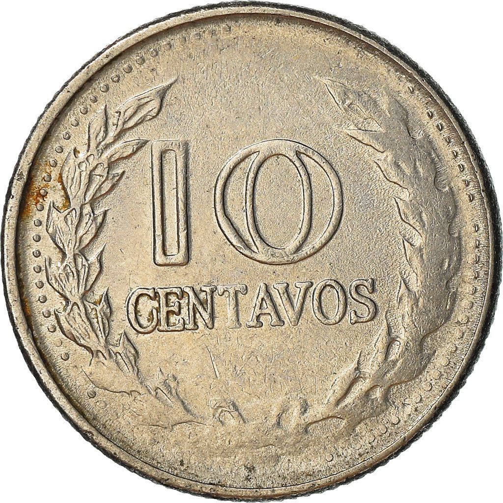 Colombia 10 Centavos Coin | Francisco de Paula Santander | Wreath Coin | 1969 - 1971