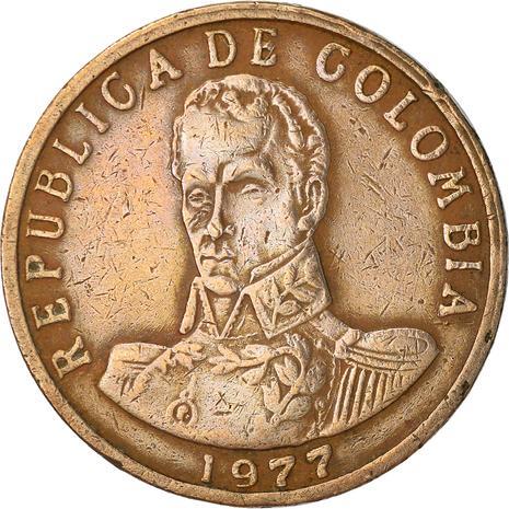 Colombia 2 Pesos | Simón Bolívar | Olives branches Coin | 1977 - 1988