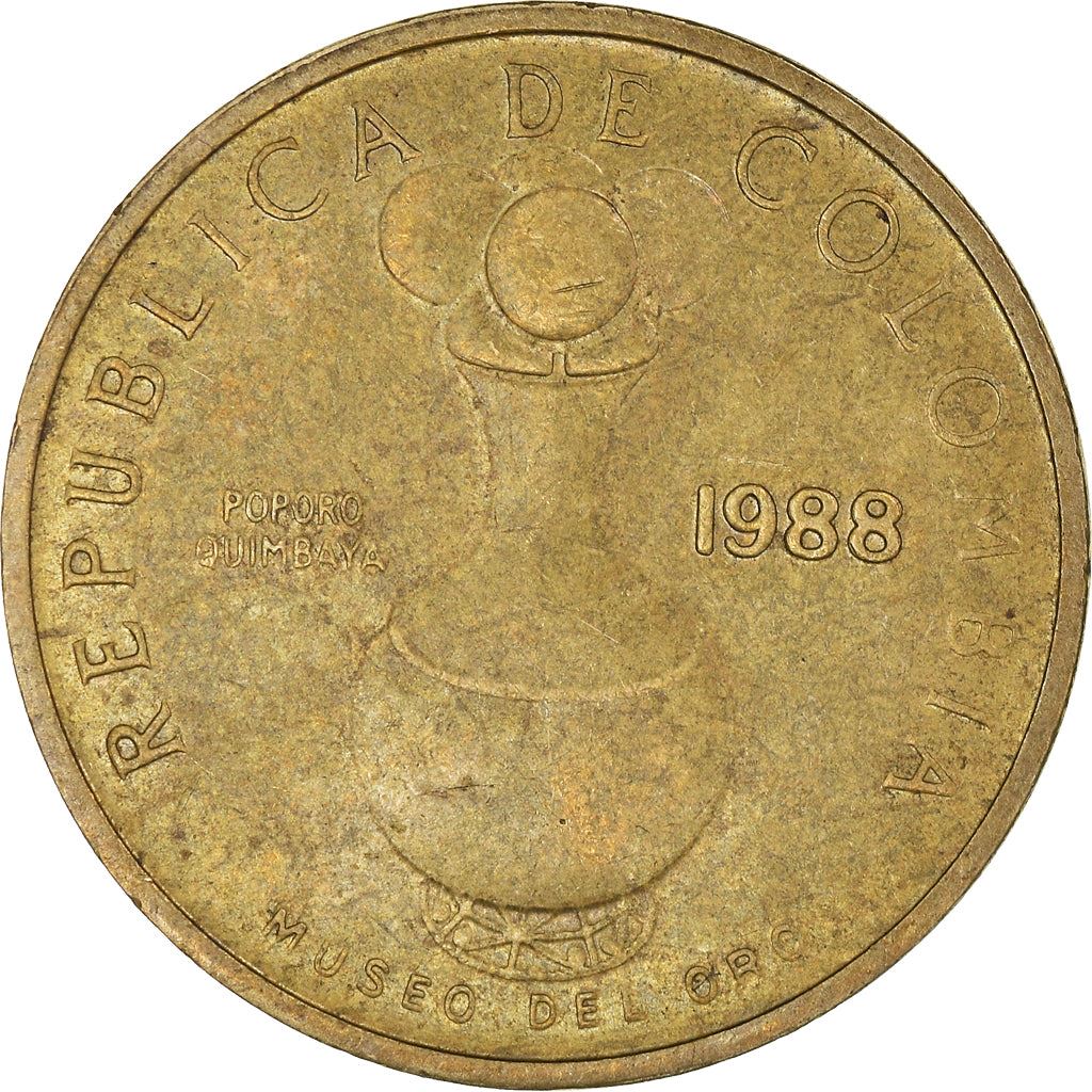 Colombia | 20 Pesos Coin | Poporo Quimbaya | 1982 - 1989