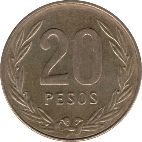 Colombia | 20 Pesos Coin | Poporo Quimbaya | 1982 - 1989