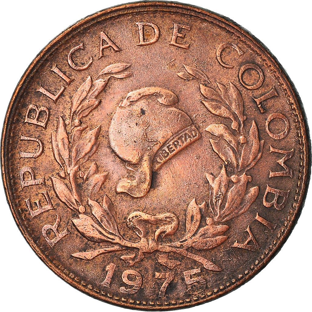 Colombia 5 Centavos Coin | Jacobin liberty cap | Coffee bean sprigs | 1967 - 1979