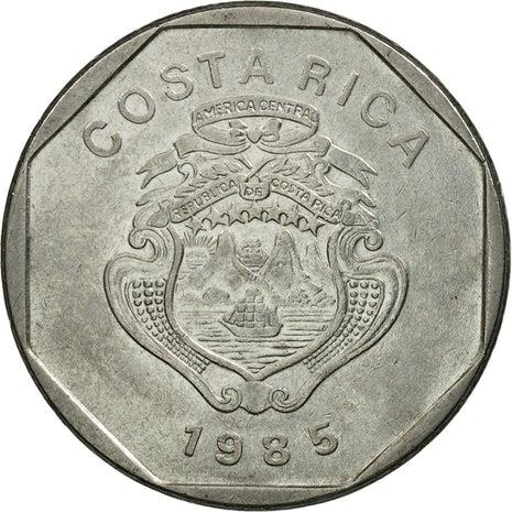 Costa Rica 10 Colones Coin | Stars | Volcno | Ship | Sun | KM215.2 | 1985