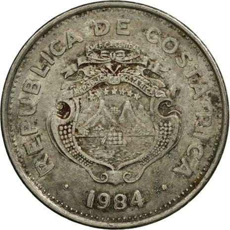 Costa Rica 2 Colones Coin | Stars | Volcno | Ship | Sun | KM211.2 | 1984