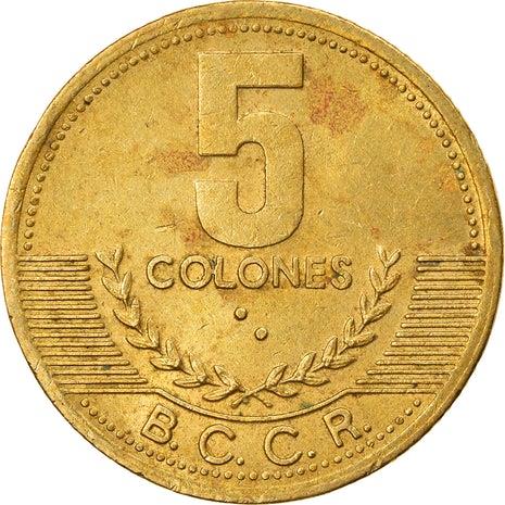 Costa Rica 5 Colones Coin | Stars | Volcno | Ship | Sun | KM227a | 1997