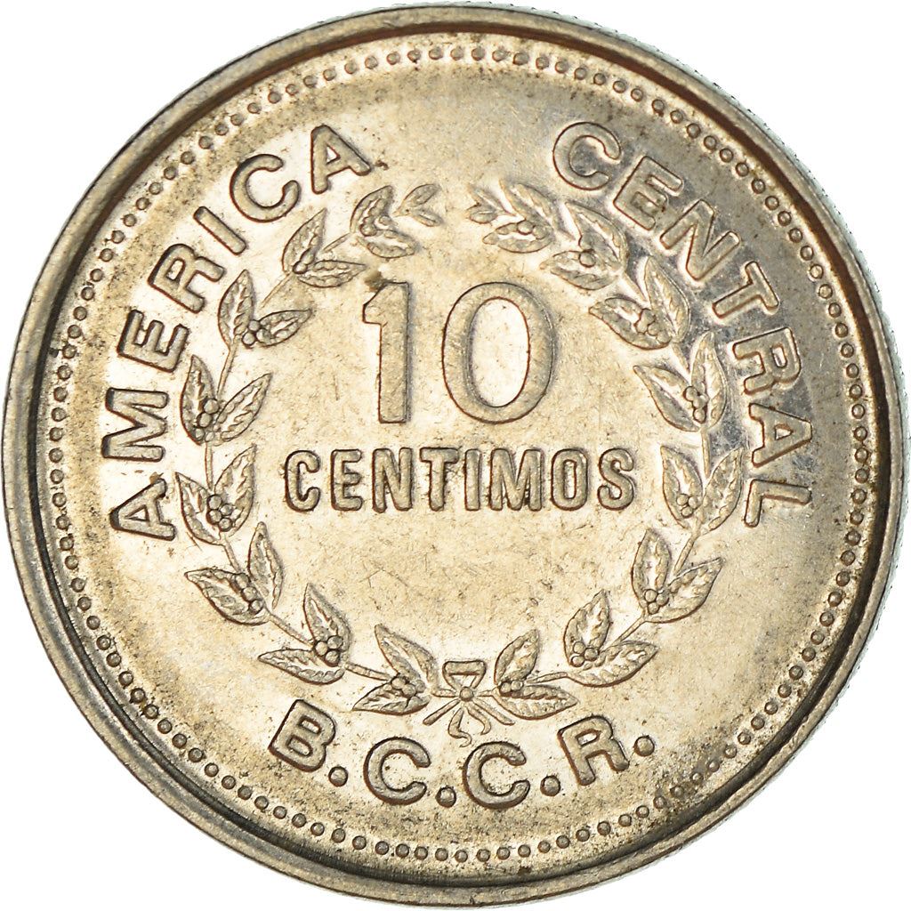 Costa Rica Coin | 10 Céntimos | Stars | Volcno | Ship | Sun | KM185.2b | 1979