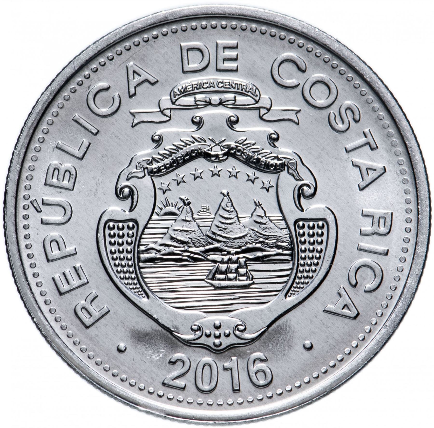 Costa Rica Coin | 10 Colones | Stars | Volcno | Ship | Sun | KM228b | 2005 - 2018