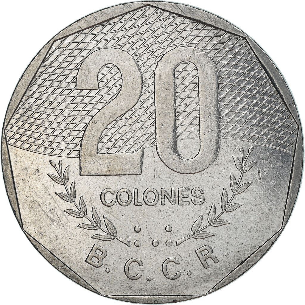 Costa Rica Coin | 20 Colones | Stars | Volcno | Ship | Sun | KM216.1 | 1983