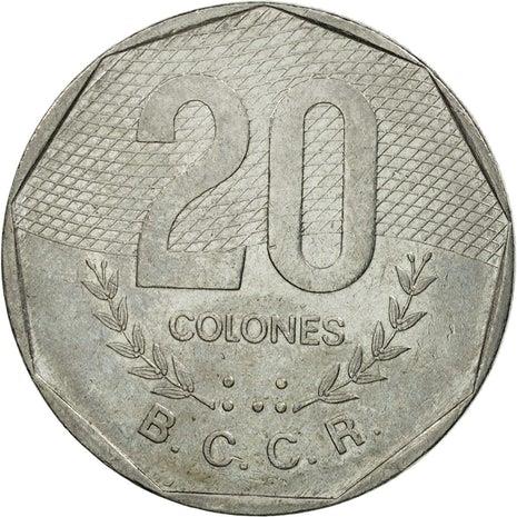 Costa Rica Coin | 20 Colones | Stars | Volcno | Ship | Sun | KM216.1 | 1983