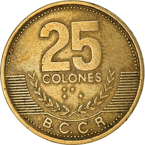 Costa Rica Coin | 25 Colones | Stars | Volcno | Ship | Sun | KM229a | 2001 - 2003