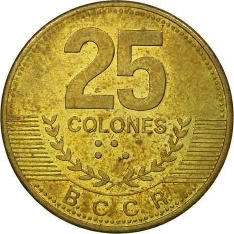 Costa Rica Coin | 25 Colones | Stars | Volcno | Ship | Sun | KM229c | 2007 - 2017