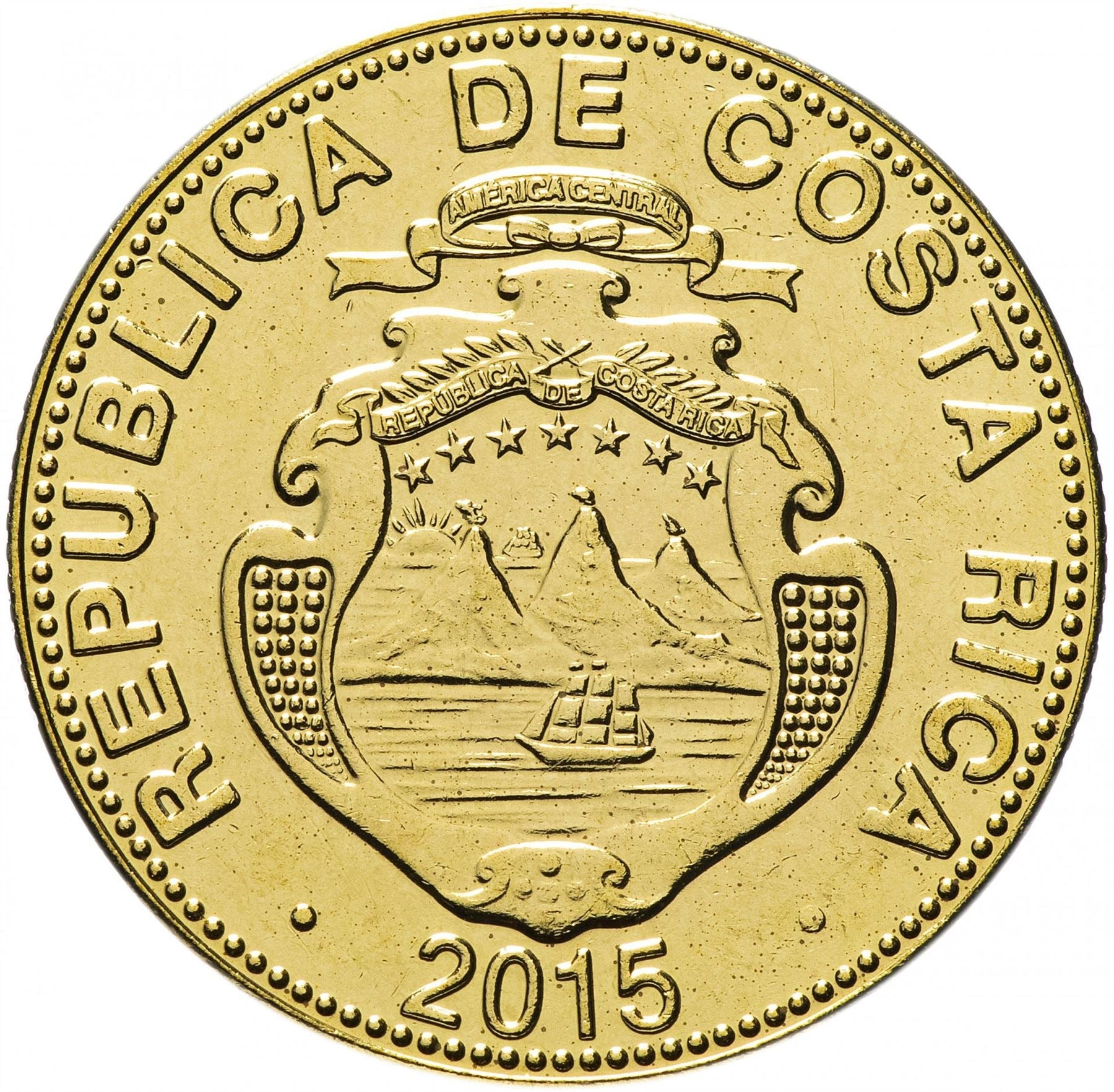 Costa Rica Coin | 500 Colones | Stars | Volcno | Ship | Sun | KM239.1a | 2006 - 2015