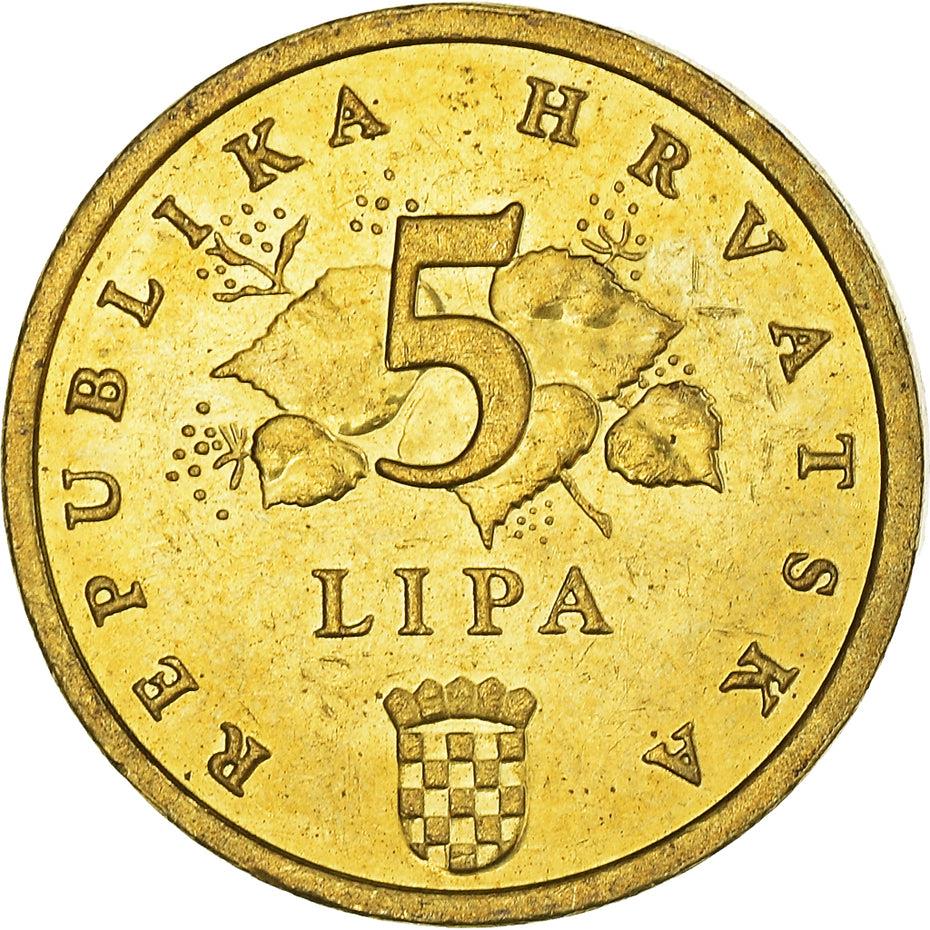 Croatia Coin Croatian 5 Lipa | Red Oak Branch | KM5 | 1993 - 2021