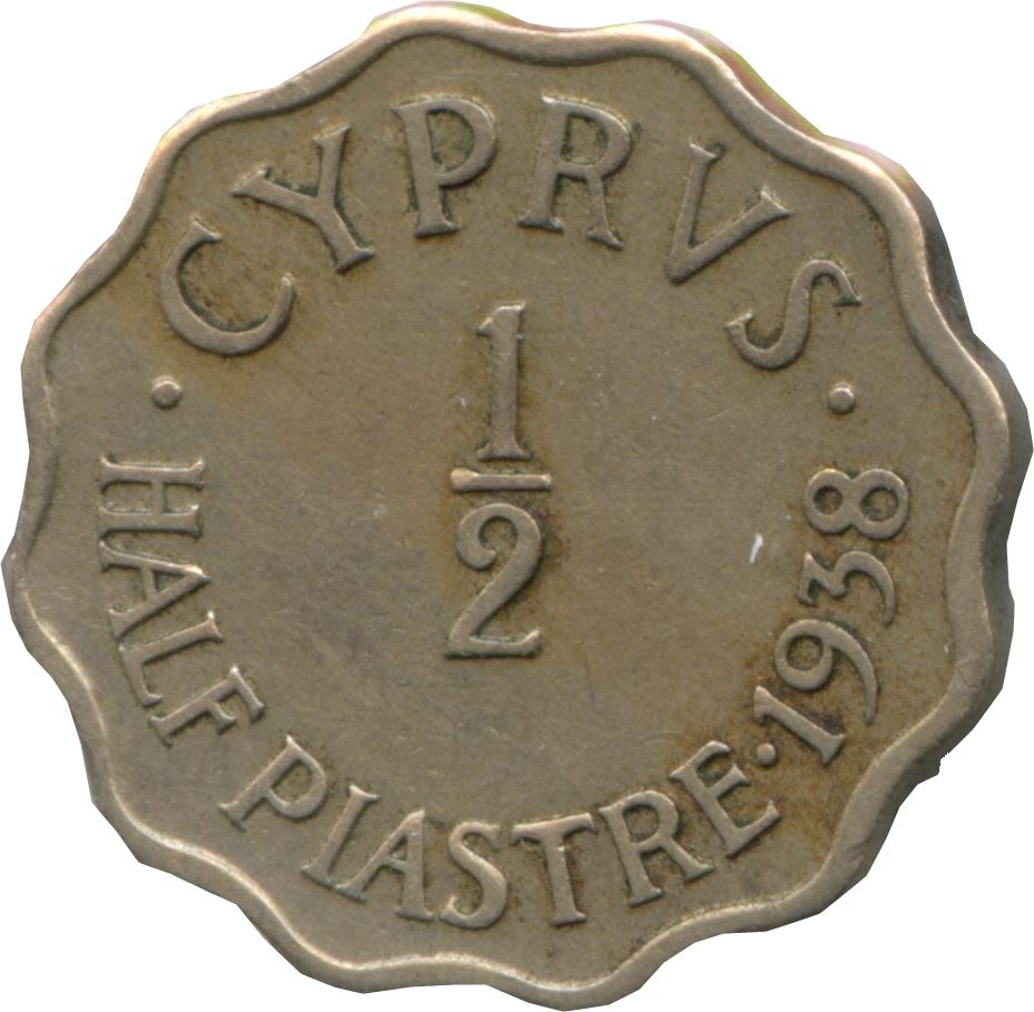 Cyprus 1/2 Piastre Coin | King George VI | KM22 | 1938