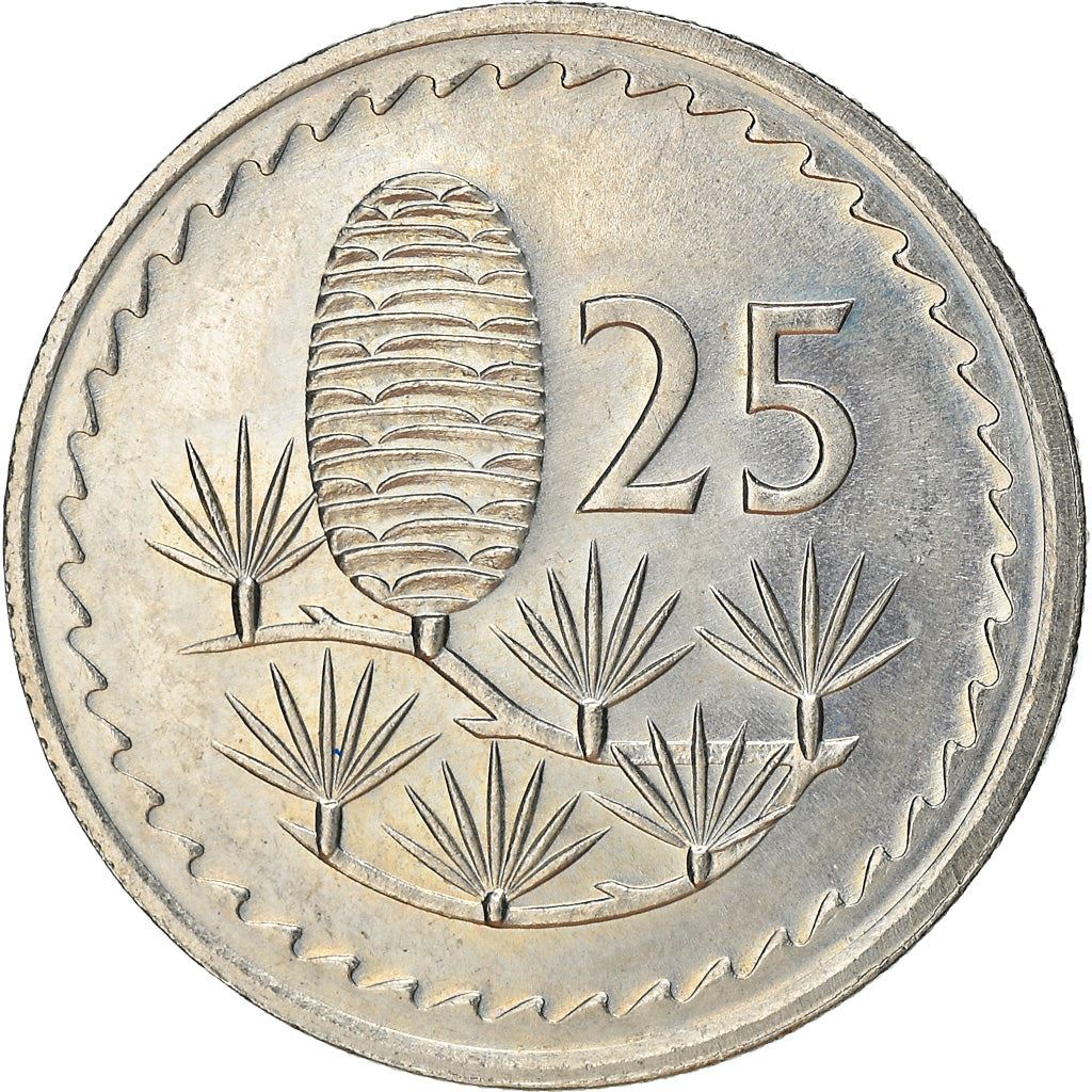 Cyprus 25 Mils Coin | Cedar Tree | KM40 | 1963 - 1982