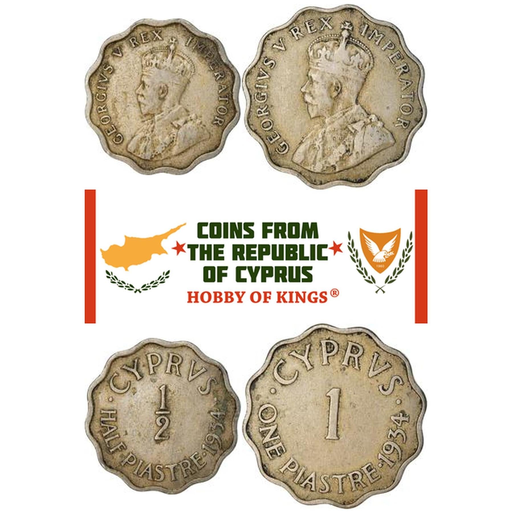 Cyprus | 3 Coin Set | 1/4 1/2 1 Piastres | 1922 - 1931