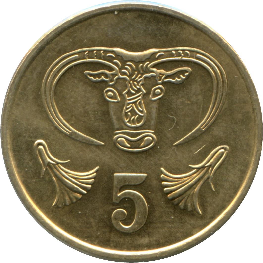 Cyprus 5 Cents Coin | Bull | KM55.1 | 1983