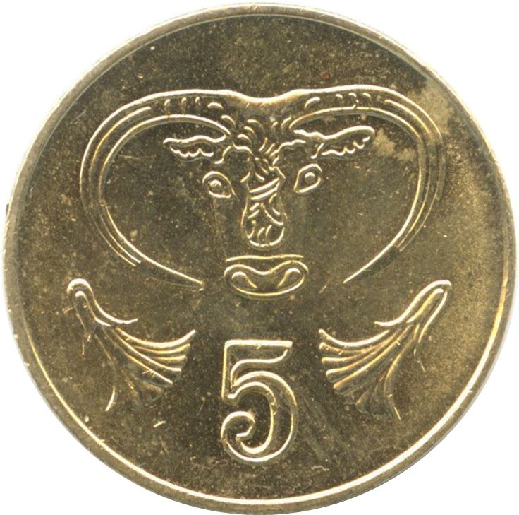 Cyprus 5 Cents Coin | Bull | KM55.3 | 1991 - 2004