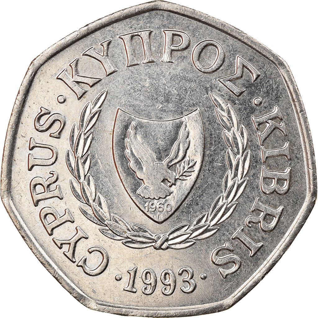 Cyprus 50 Cents Coin | Abduction of Europe | Zeus | Bull | KM66 | 1991 - 2004