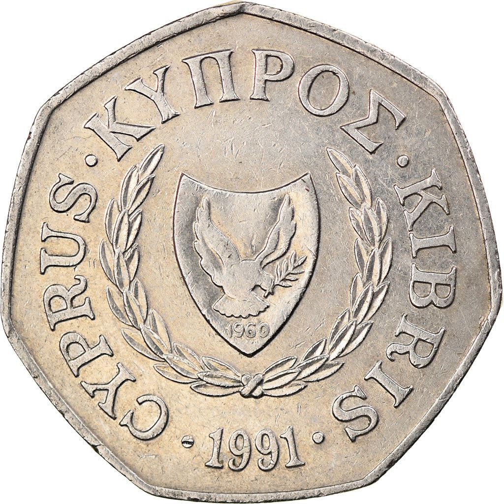 Cyprus 50 Cents Coin | Abduction of Europe | Zeus | Bull | KM66 | 1991 - 2004