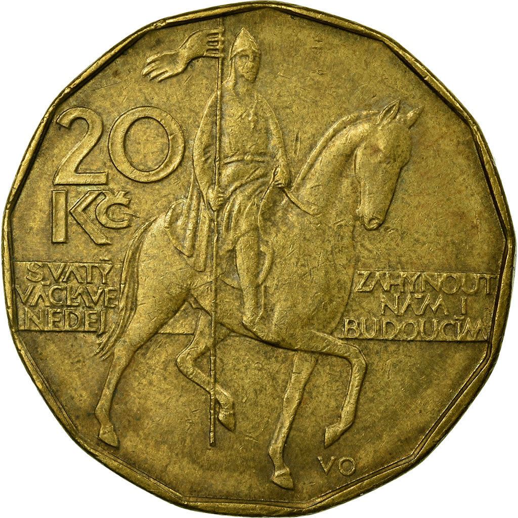 Czech Republic | 20 Korun Coin | Lion | Saint Wenceslas Monument | Wenceslas Square | KM5 | 1993 - 2021