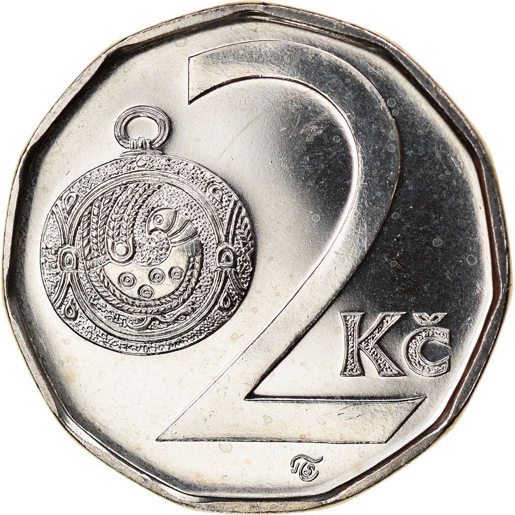 Czech Republic Coin Czech 2 Koruny | Lion | Great Moravian Button Jewel | KM9 | 1993 - 2021