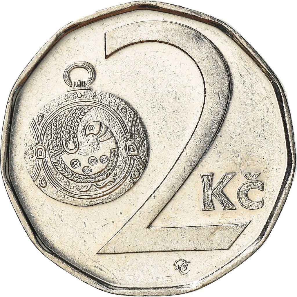 Czech Republic Coin Czech 2 Koruny | Lion | Great Moravian Button Jewel | KM9 | 1993 - 2021