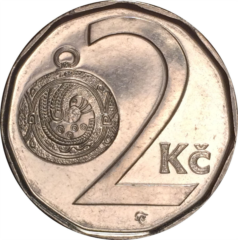 Czech Republic Coin Czech 2 Koruny Lion Great Moravian Button Jewe