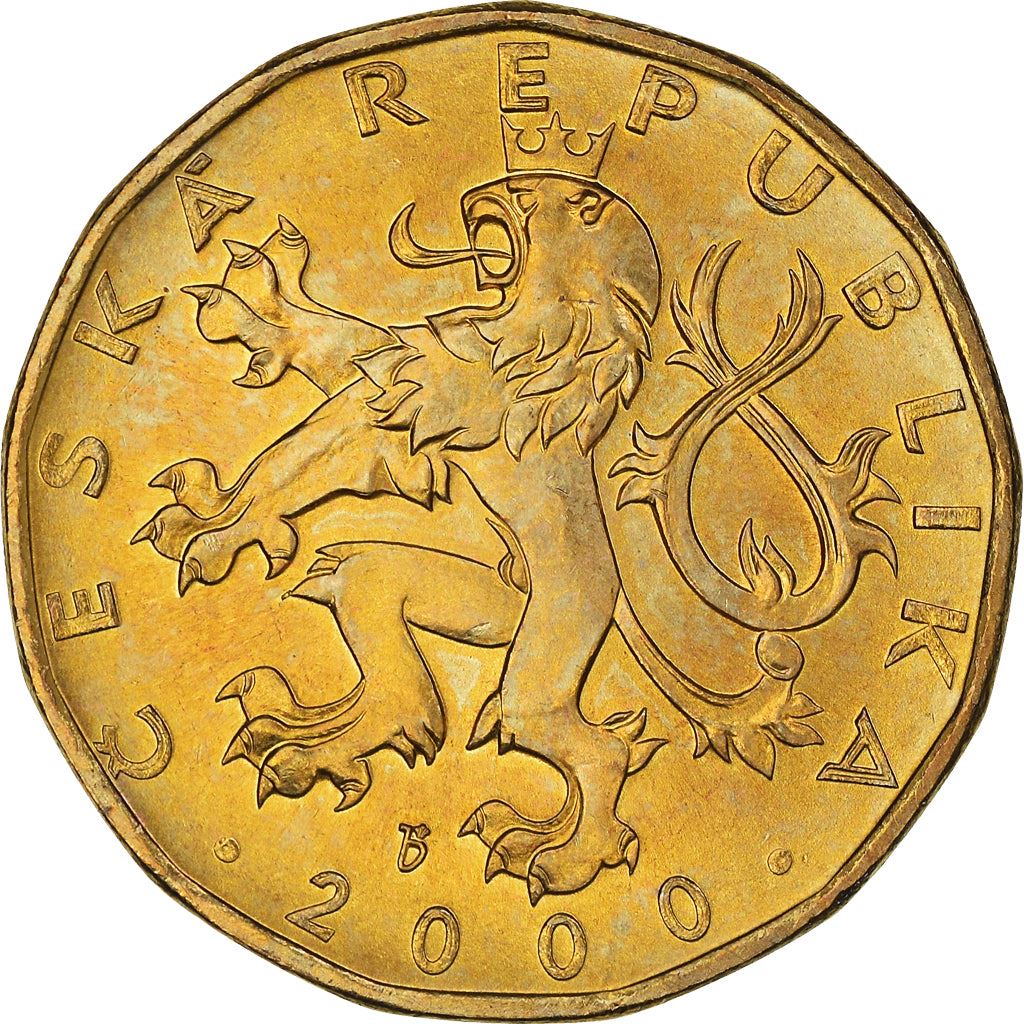 Czech Republic Coin Czech 20 Korun | Lion | Astrolabe | KM43 | 2000