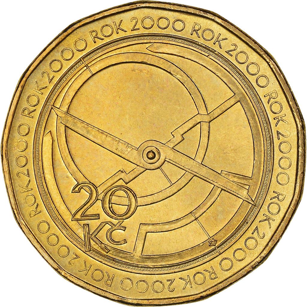 Czech Republic Coin Czech 20 Korun | Lion | Astrolabe | KM43 | 2000