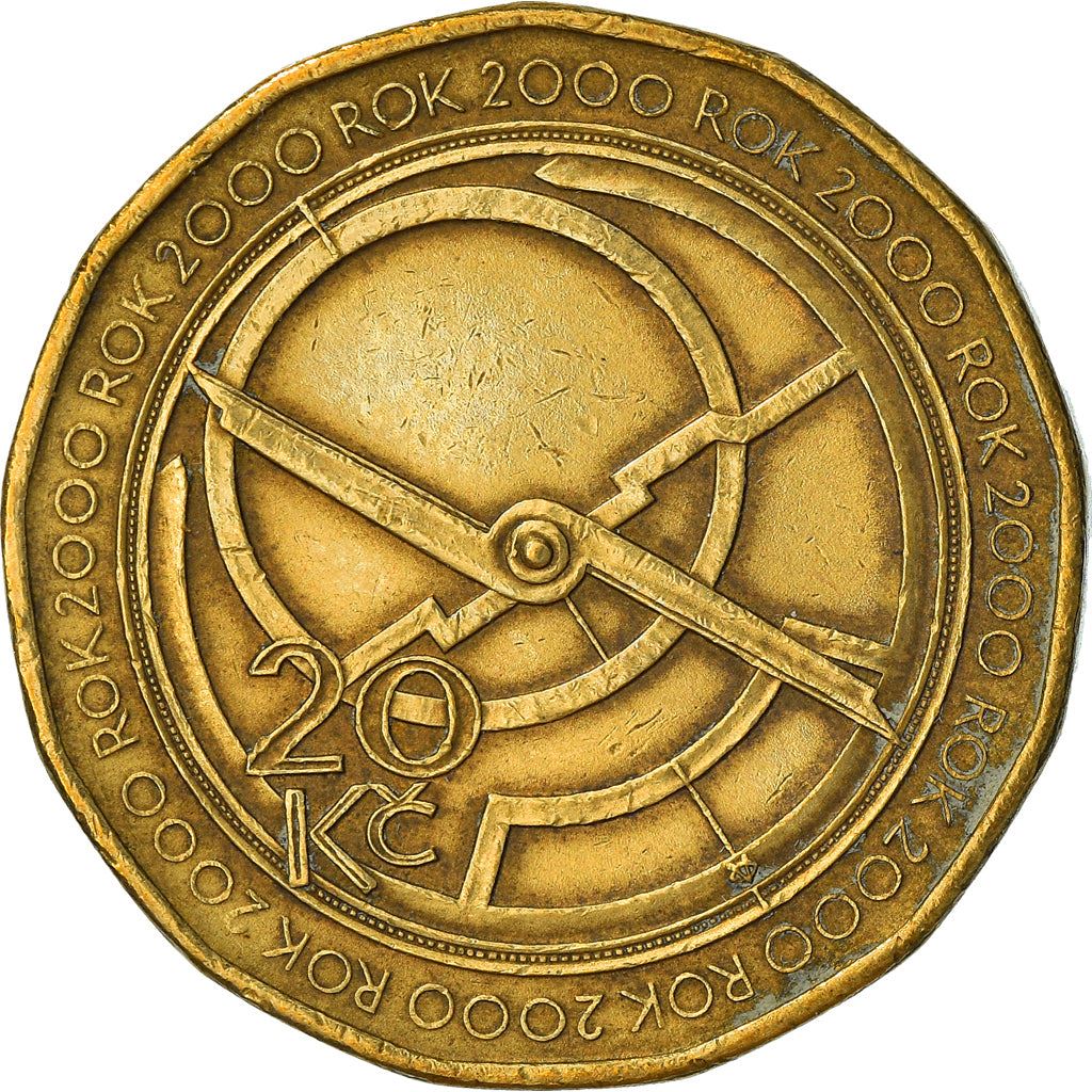 Czech Republic Coin Czech 20 Korun | Lion | Astrolabe | KM43 | 2000