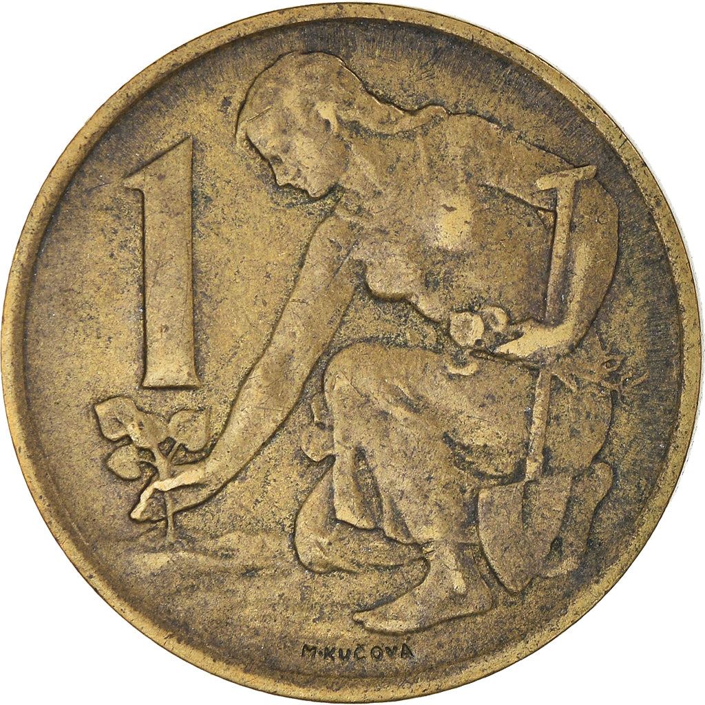 Czechoslovakia 1 Koruna Coin | Linden Sprig | KM50 | 1961 - 1990