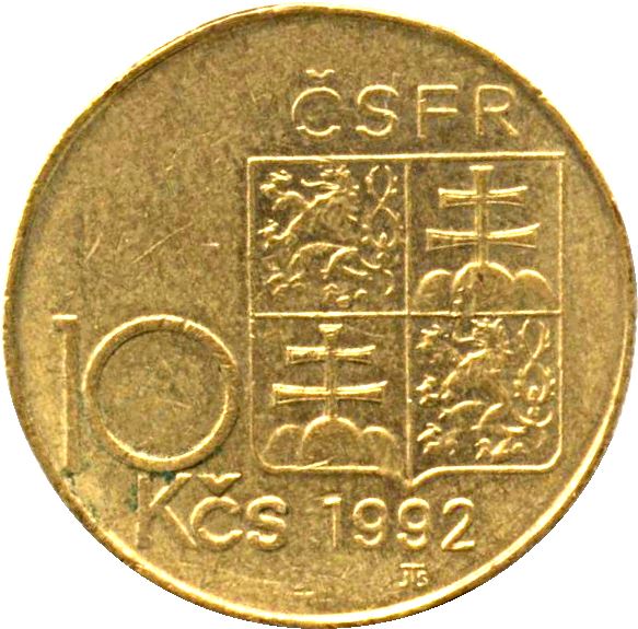 Czechoslovakia | 10 Korun Coin | Alois Rasín | KM159 | 1992 - 1993