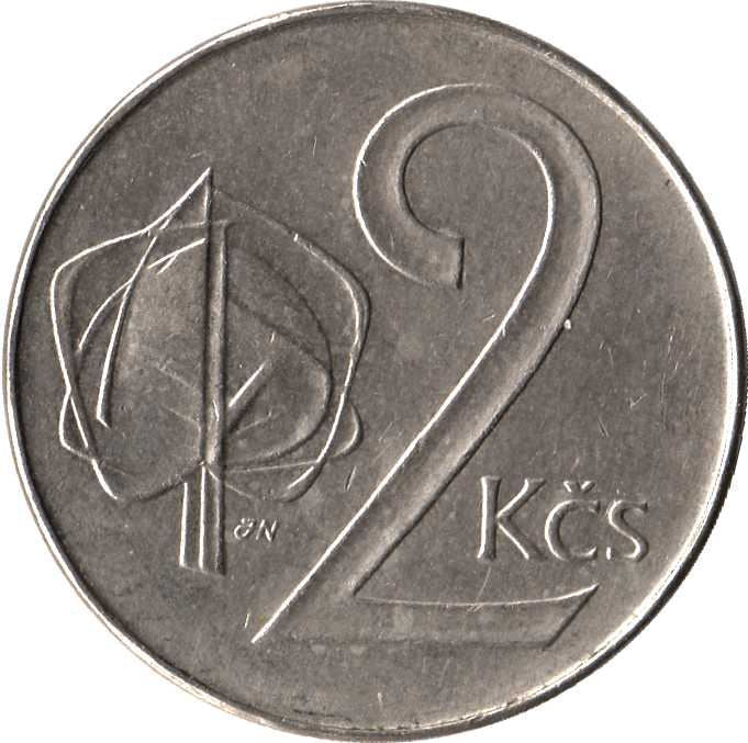 Czechoslovakia | 2 Koruny Coin | Linden Leaf | KM148 | 1991 - 1992