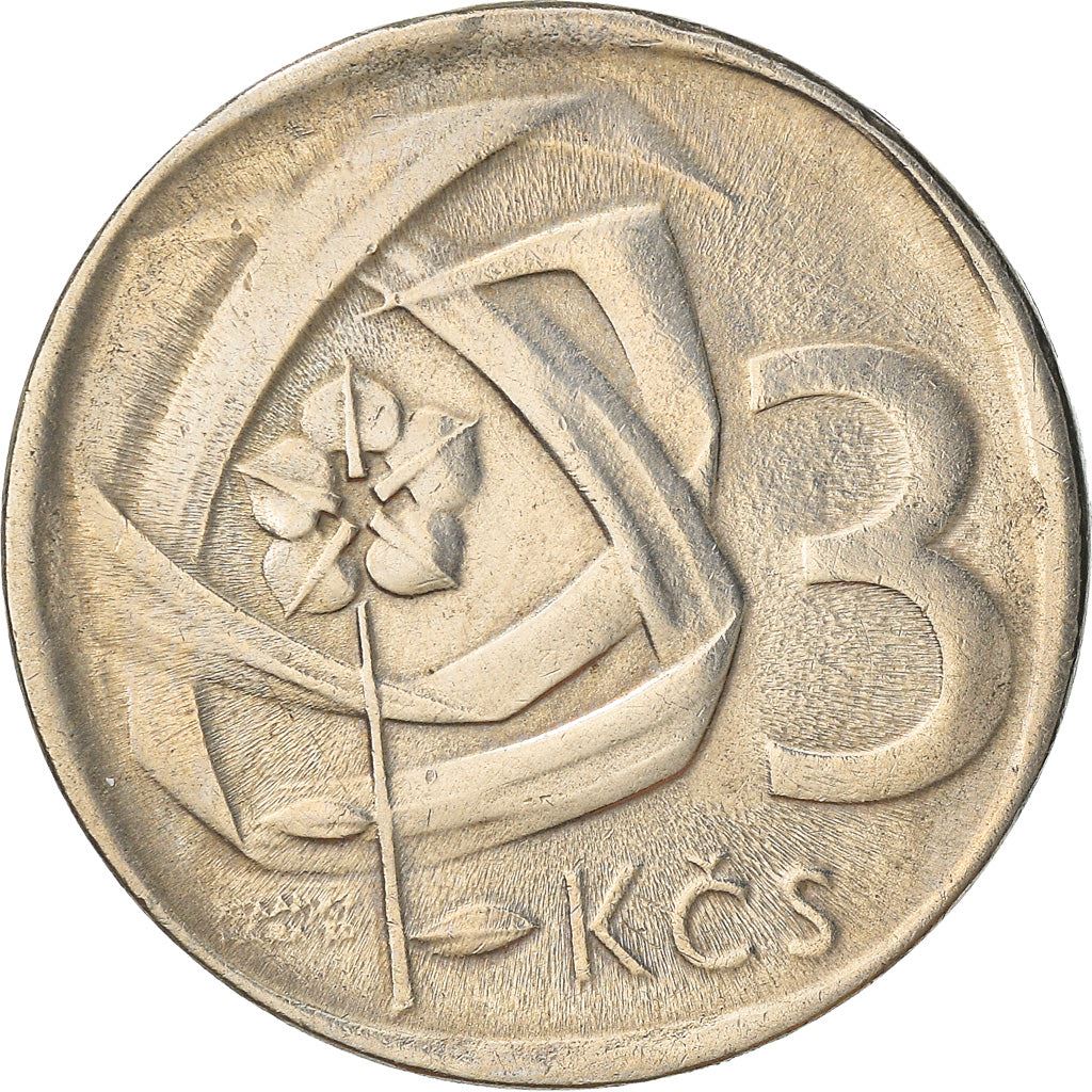 Czechoslovakia | 3 Koruny Coin | Linden Leaves | KM57 | 1965 - 1969