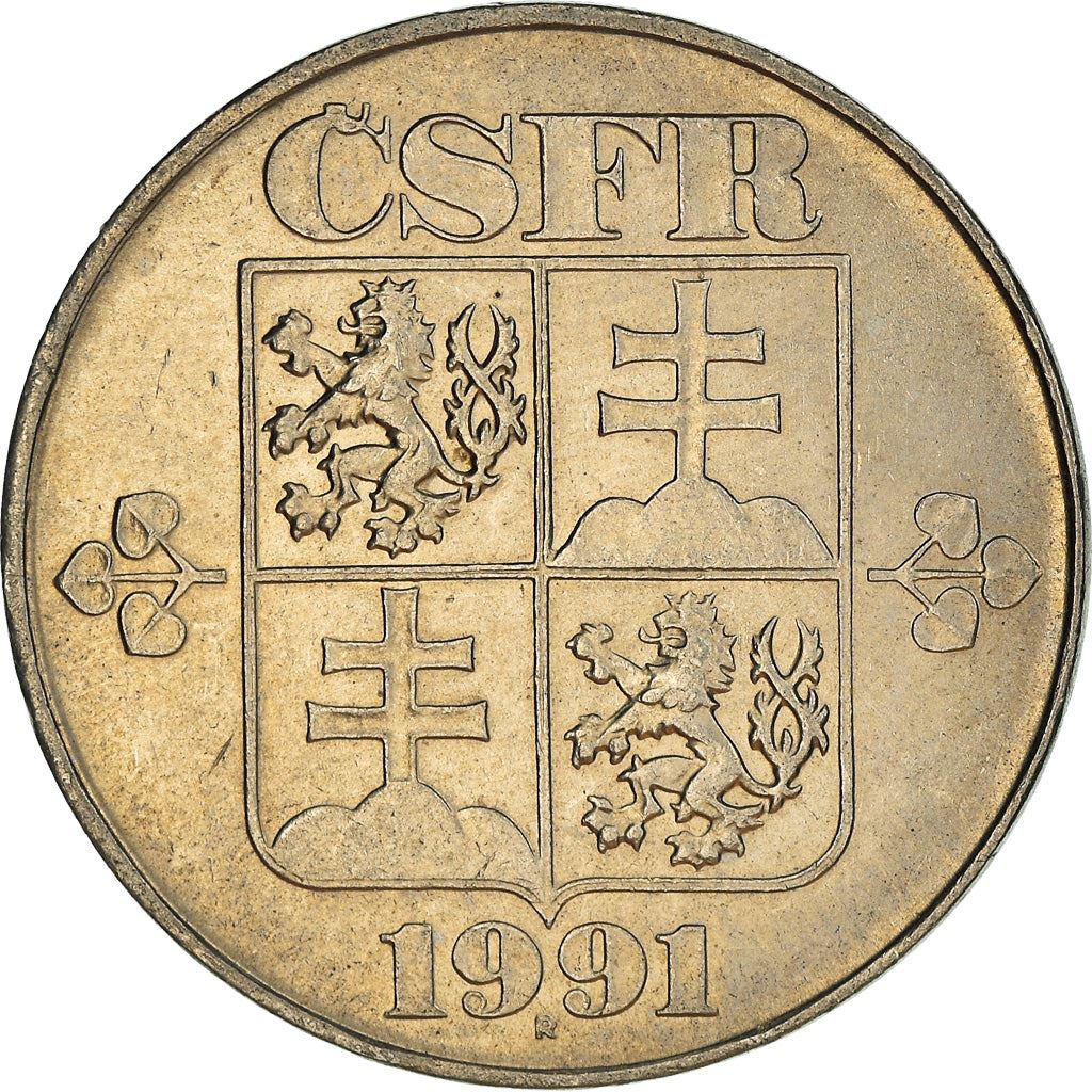 Czechoslovakia | 5 Korun Coin | Flower | Crane | KM152 | 1991 - 1992