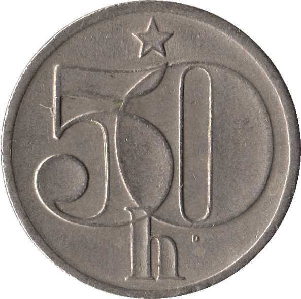 Czechoslovakia | 50 Haleru Coin | Star | KM89 | 1977 - 1990