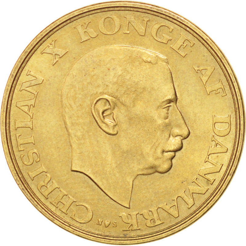 Danish Coin 1 Krone | King Christian X | Leaves | KM835 | Denmark | 1942 - 1947